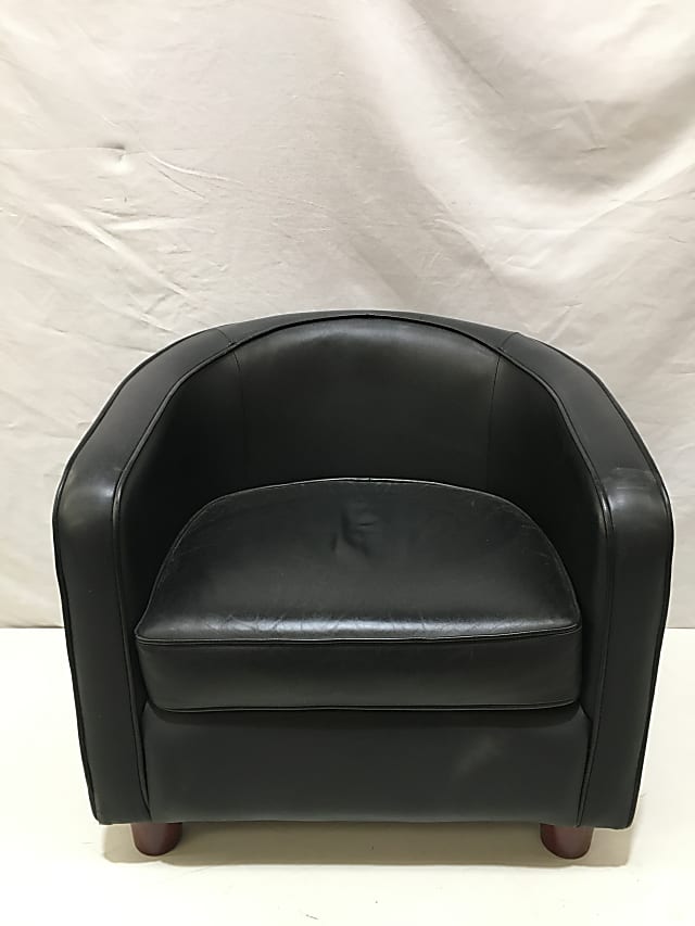 Black leather tub arm chair