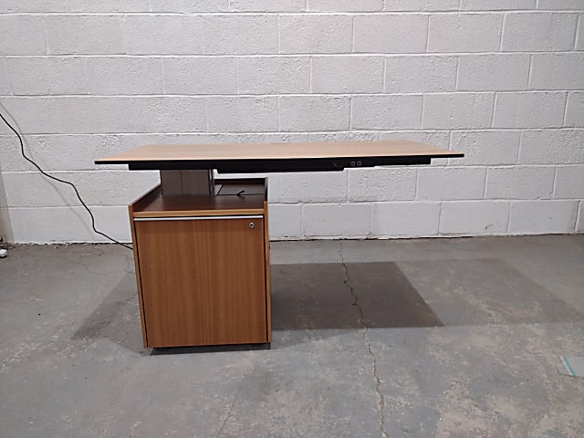 Bene brown wooden electric sit stand desk