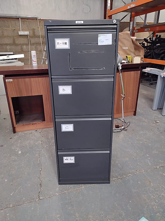 Dark grey four draw filing cabinet 