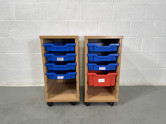 Pair of beech school drawers