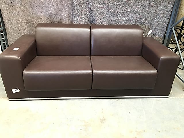 Faux leather two seater sofa