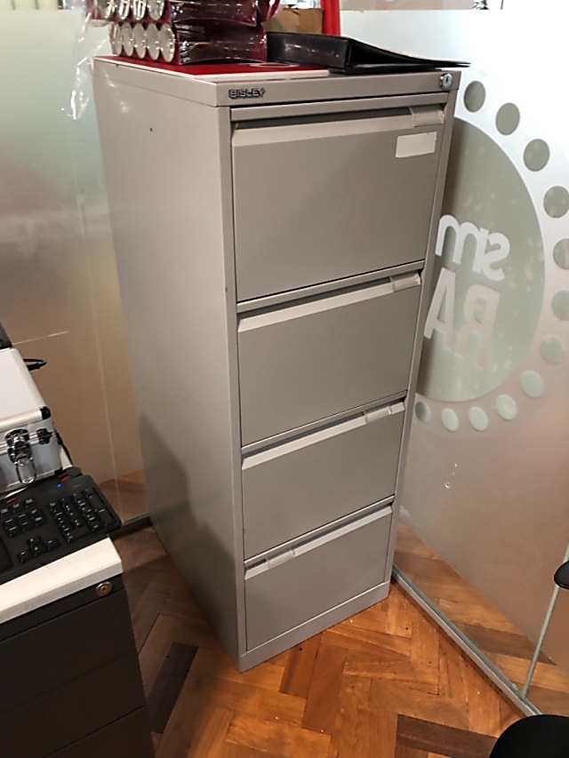 Four drawer Bisley metal filing cabinet