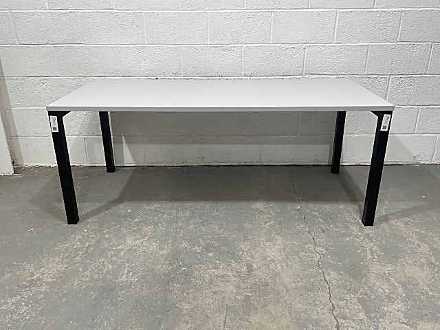 Knoll Single White top desk with black frame 