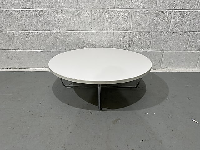 Allermuir White Low round designer coffee table 