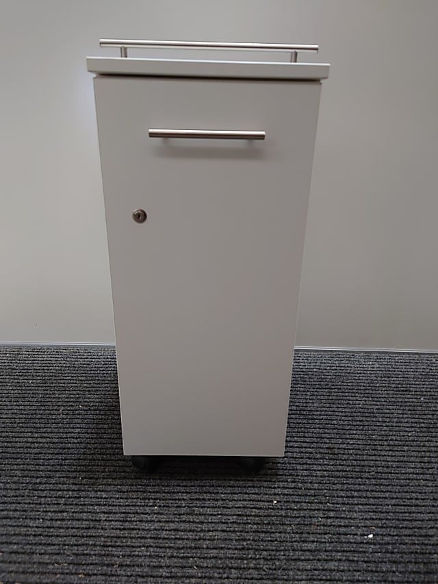 Low thin white cabinet