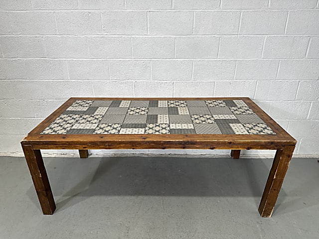 Large rectangular Table with tiled inlays