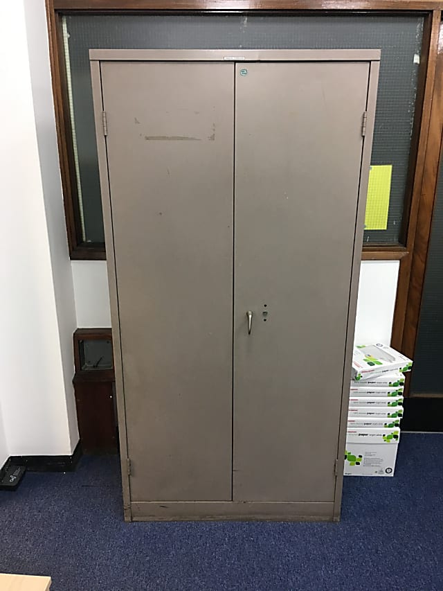 Old school vintage steel storage cabinet