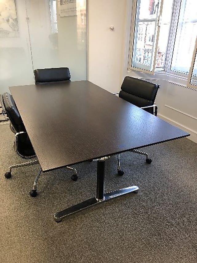 Dark Brown Table with silver legs