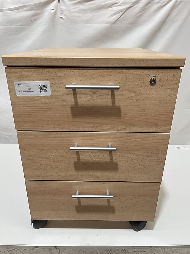 3 draw unit wooden pedestal with handles