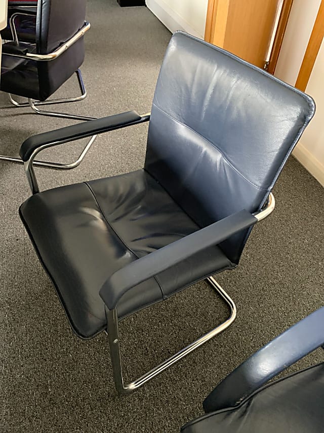 Navy leather office armchair