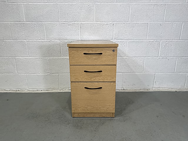 3 drawer desk height wooden pedestal 