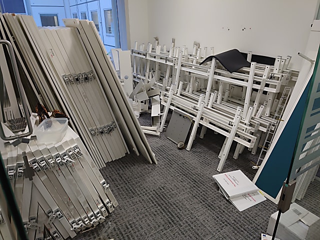 Dismantled white desking