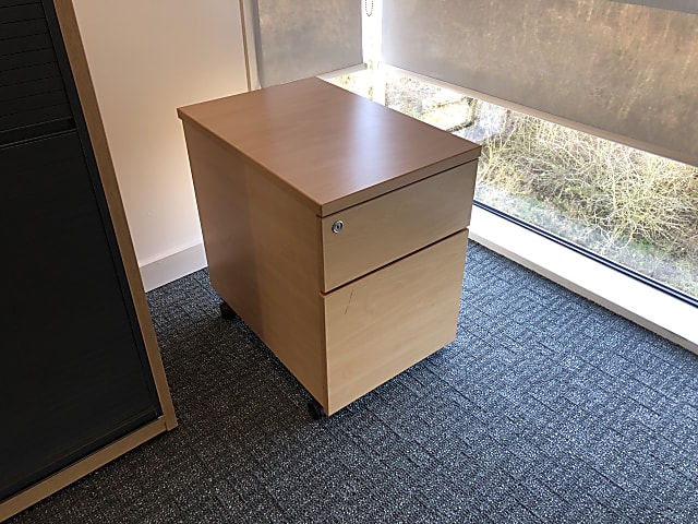 brown wooden 2-drawer pedestal