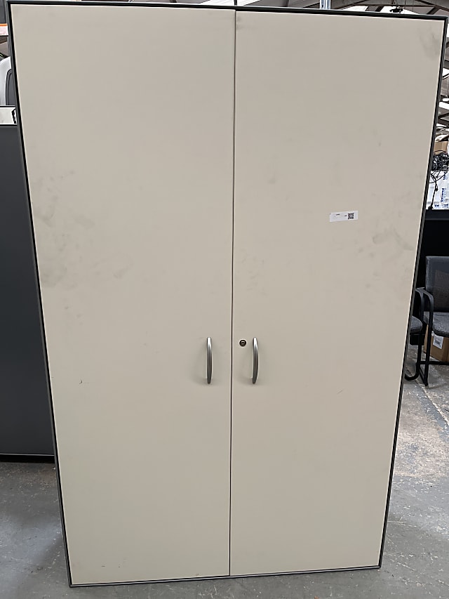 Tall metal cabinet wooden doors