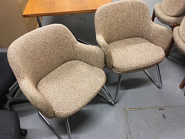 Retro tub chairs, chrome frame