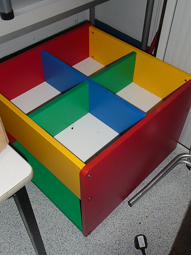 Coloured book storage crate