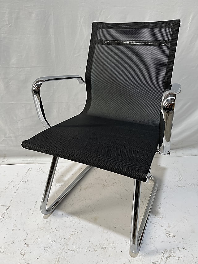 Breeze BMCA Black Designer Mesh Chair Chrome Frame