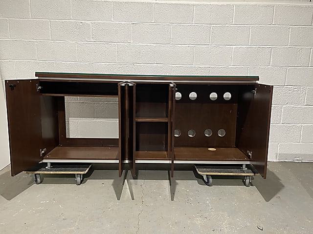 brown wooden cabinet with glass top