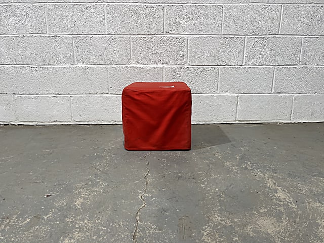 Ikea red padded chair foot stool