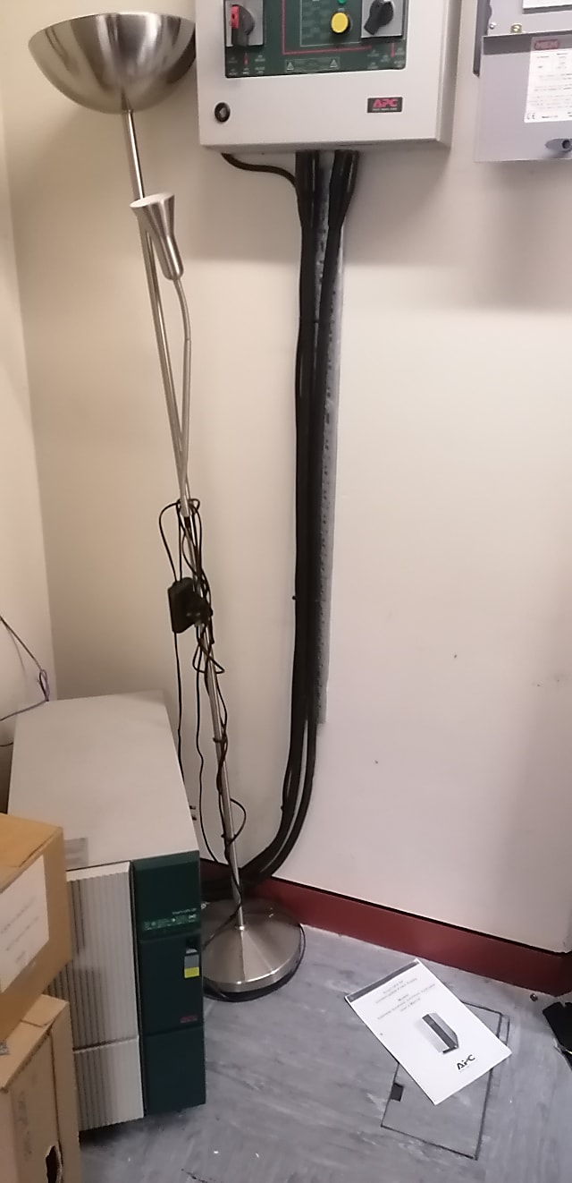 black and gray floor lamp