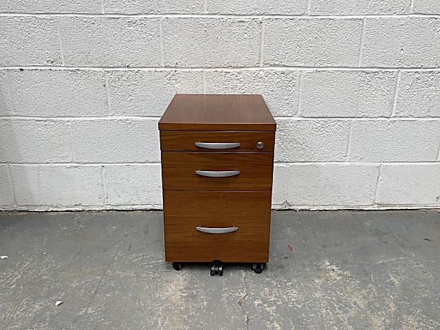 brown wooden 3 drawer pedestal 