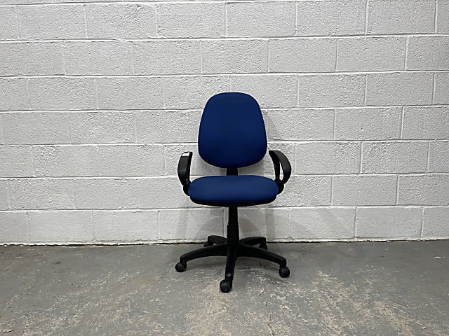 blue and black rolling chair (D shaped arm rests)