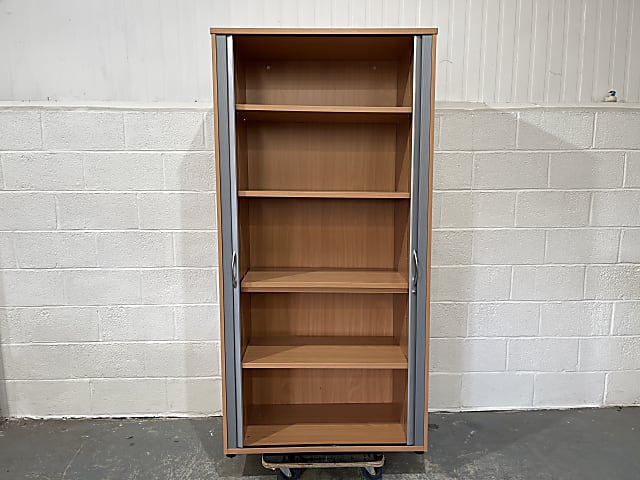 Wooden Tambour storage cabinet