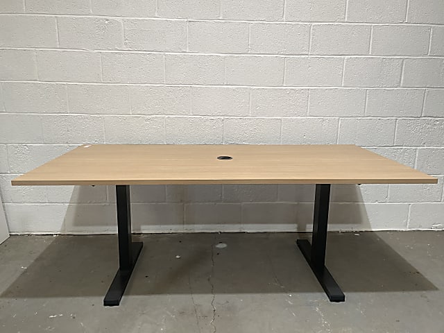 brown wooden meeting table black legs