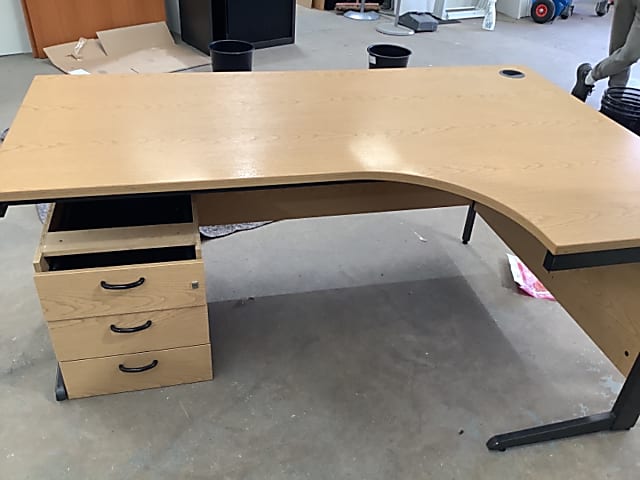 Right corner desk with pedestal 