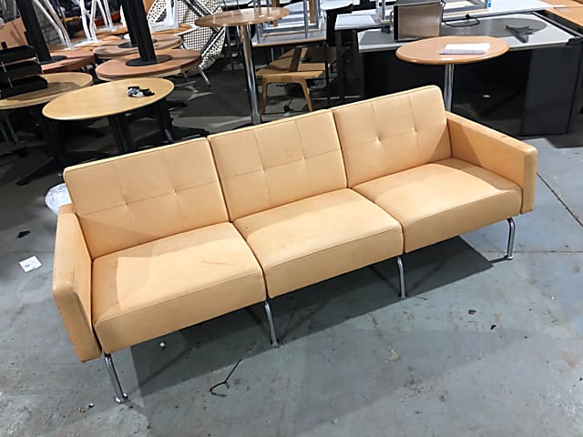 Leather sofa chrome frame