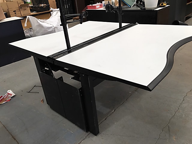 Adjustable height back to back desks - unit of 2 150cm