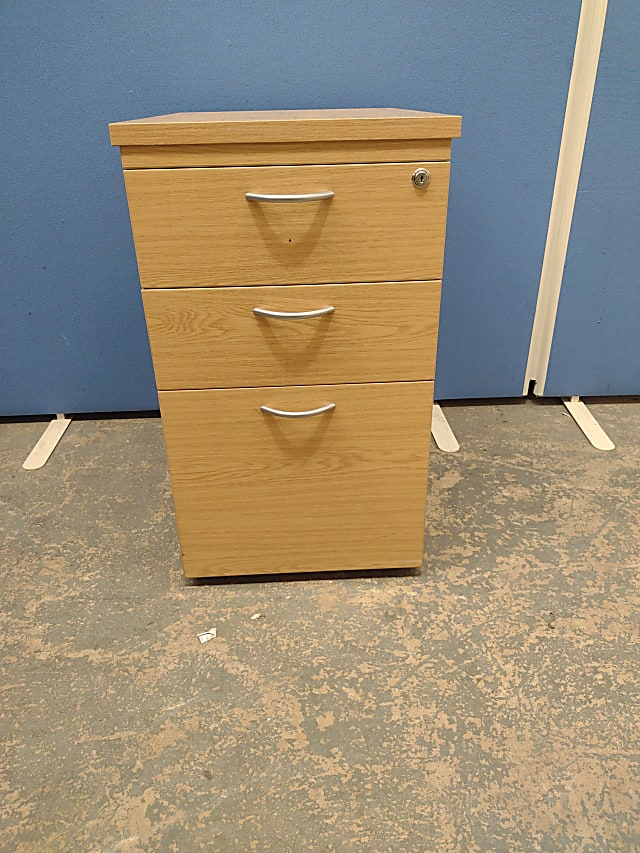 Three drawer beech pedestal 