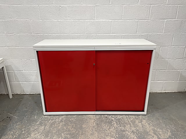 Storage Cabinet with red doors