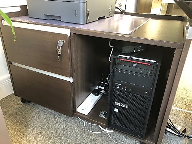 Dark Brown printer console on wheels