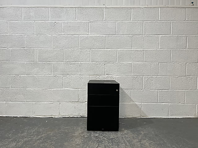 3 Drawer Black Metal Pedestal