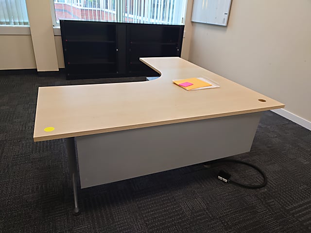 LHR L shaped desk beechwood - 1st floor