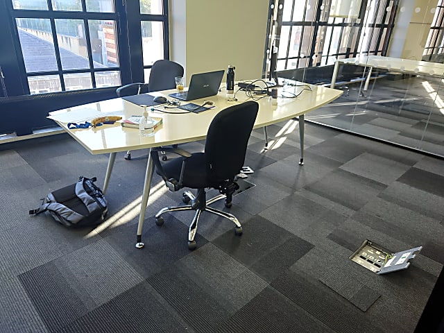 White meeting room table 