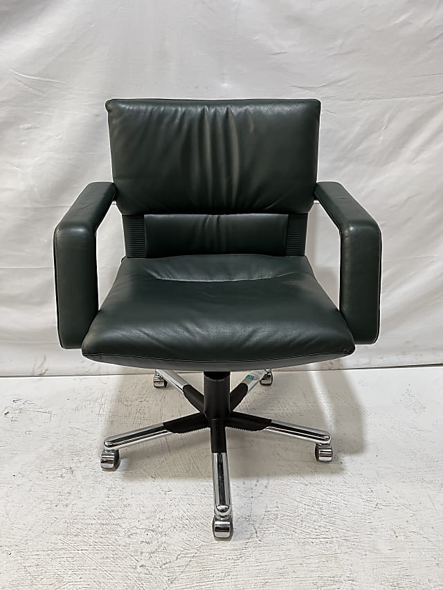 Vintage Vitra green leather chair