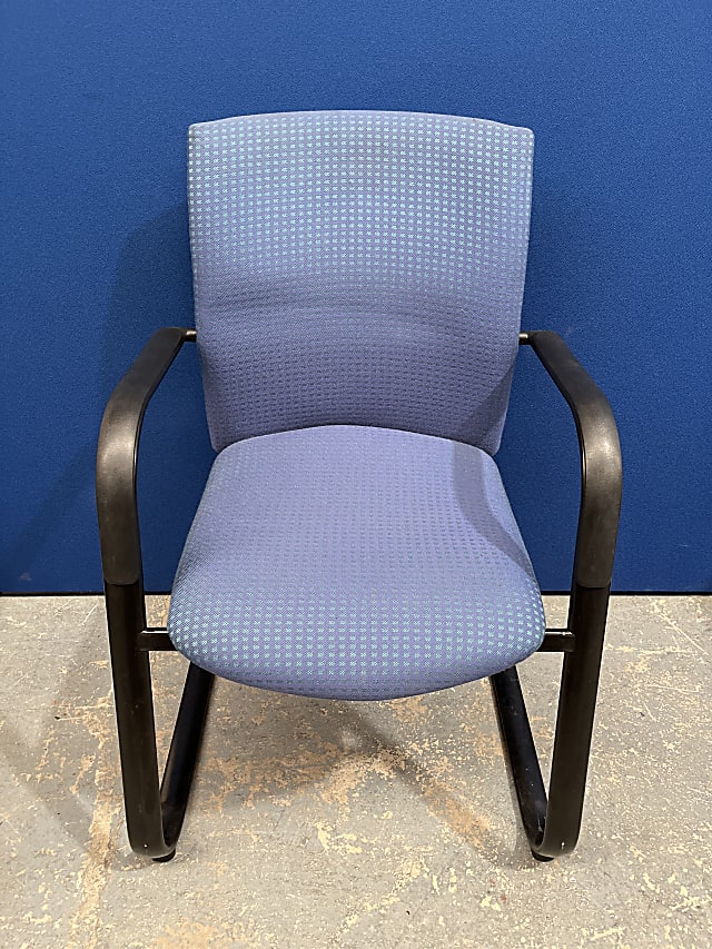 Blue Haworth Comforto meeting chair with rounded arms