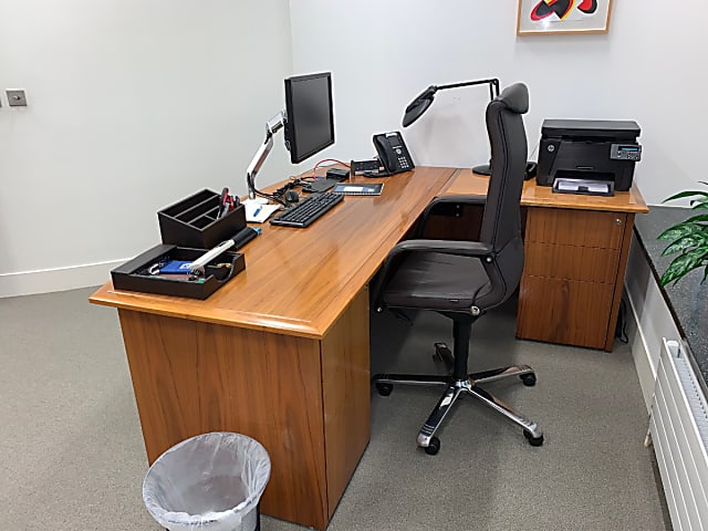 Large corner desk with built in storage
