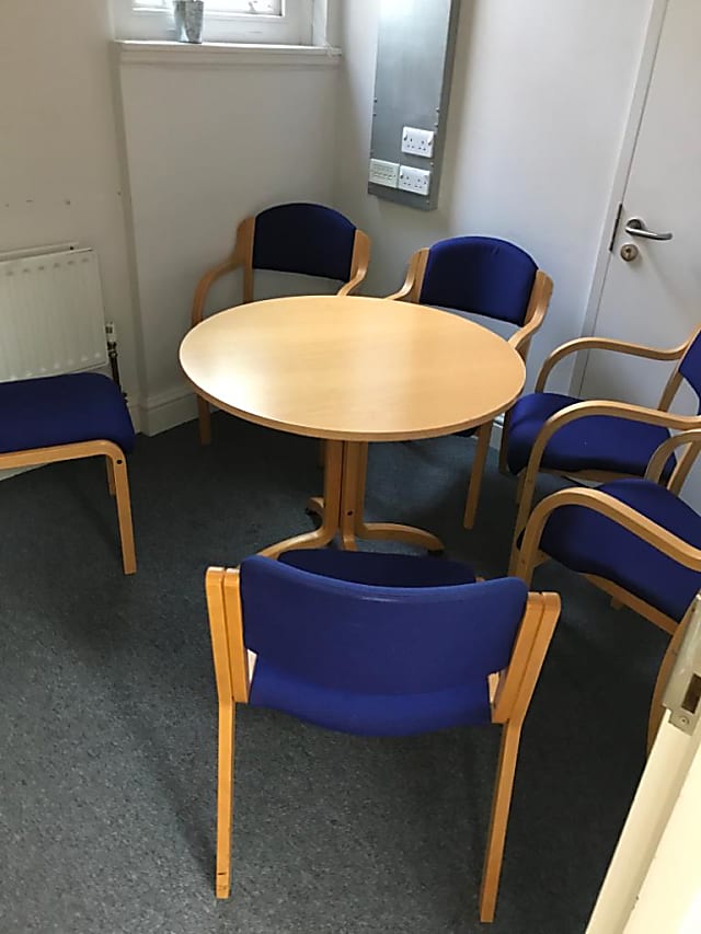 Dark blue meeting room chairs