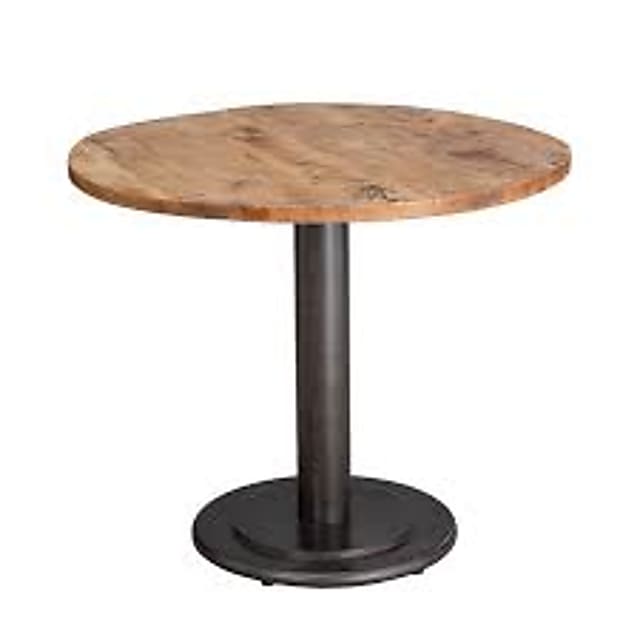 round brown wooden pedestal table