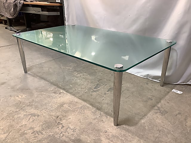 Low glass designer coffee table chrome legs