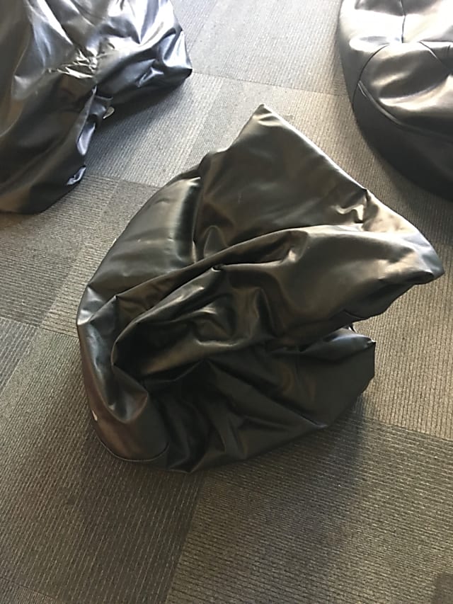 black leather bean bag