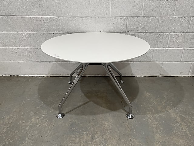 Round White designer Table chrome frame