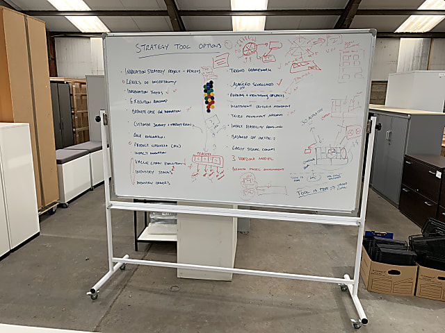 Large whiteboard double sided on wheels