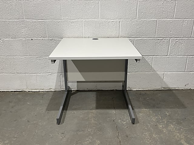 Small white desk grey legs 80cm