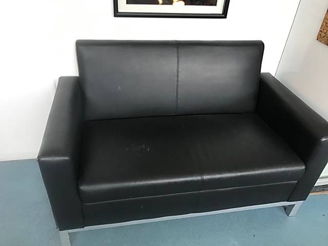 Black faux leather 2 seater sofa