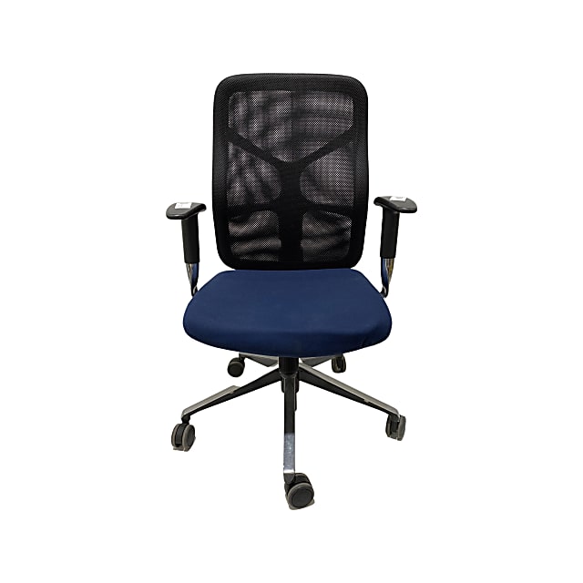 Office Chair blue black mesh back chrome feet