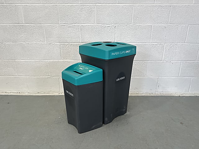 GRUNDON Paper & Plastic Cup Recycling Bin With Liquid Collection